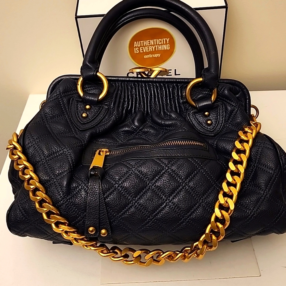 Rare Marc Jacobs Stam Bag Navy Blue Nappa Leather STUNNING Collectors Item - Picture 2 of 16